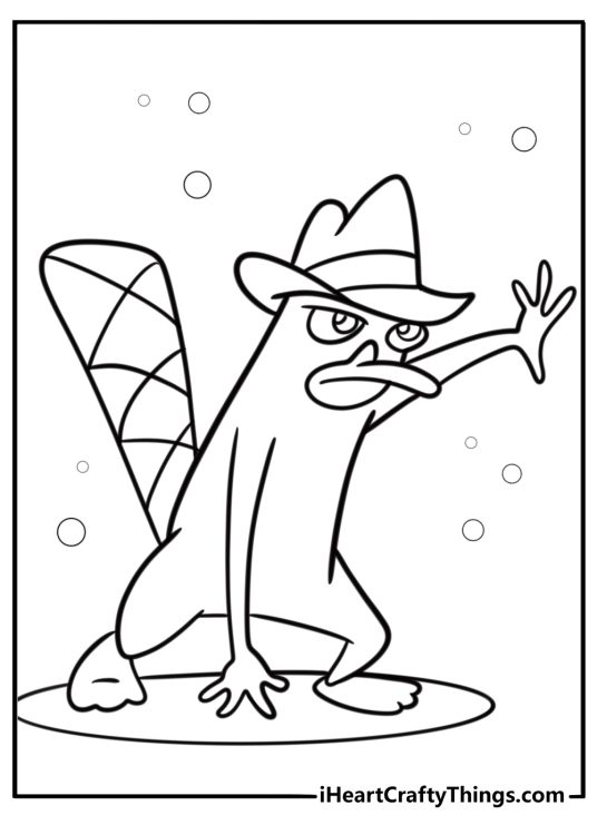 Perry the platypus in spy mode fun printable coloring sheet