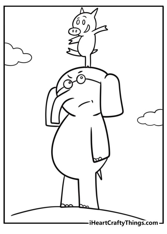 Piggie standing on Gerald