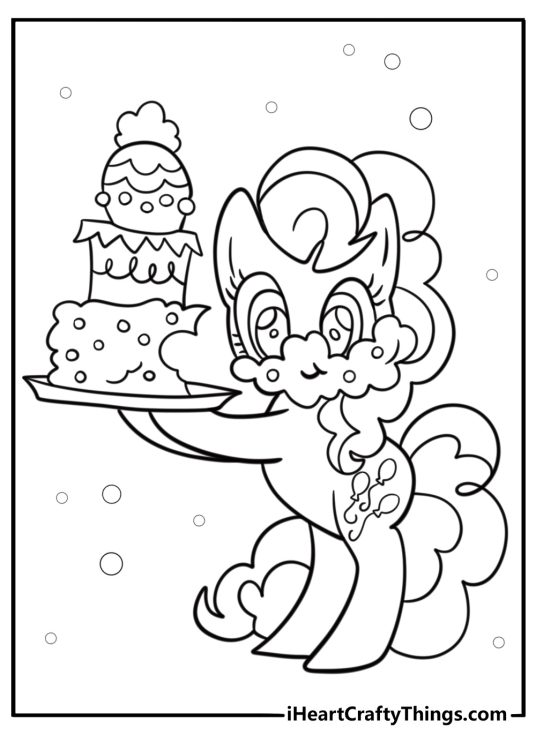 Pinkie Pie at a birthday party fun coloring sheet