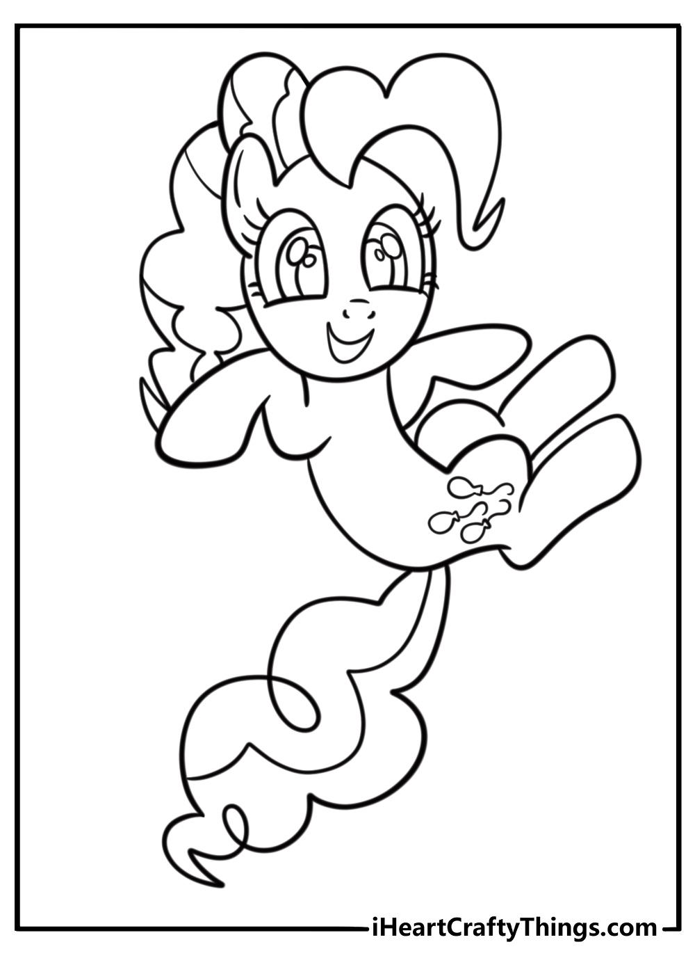 Pinkie Pie jumping with excitement free coloring page pdf