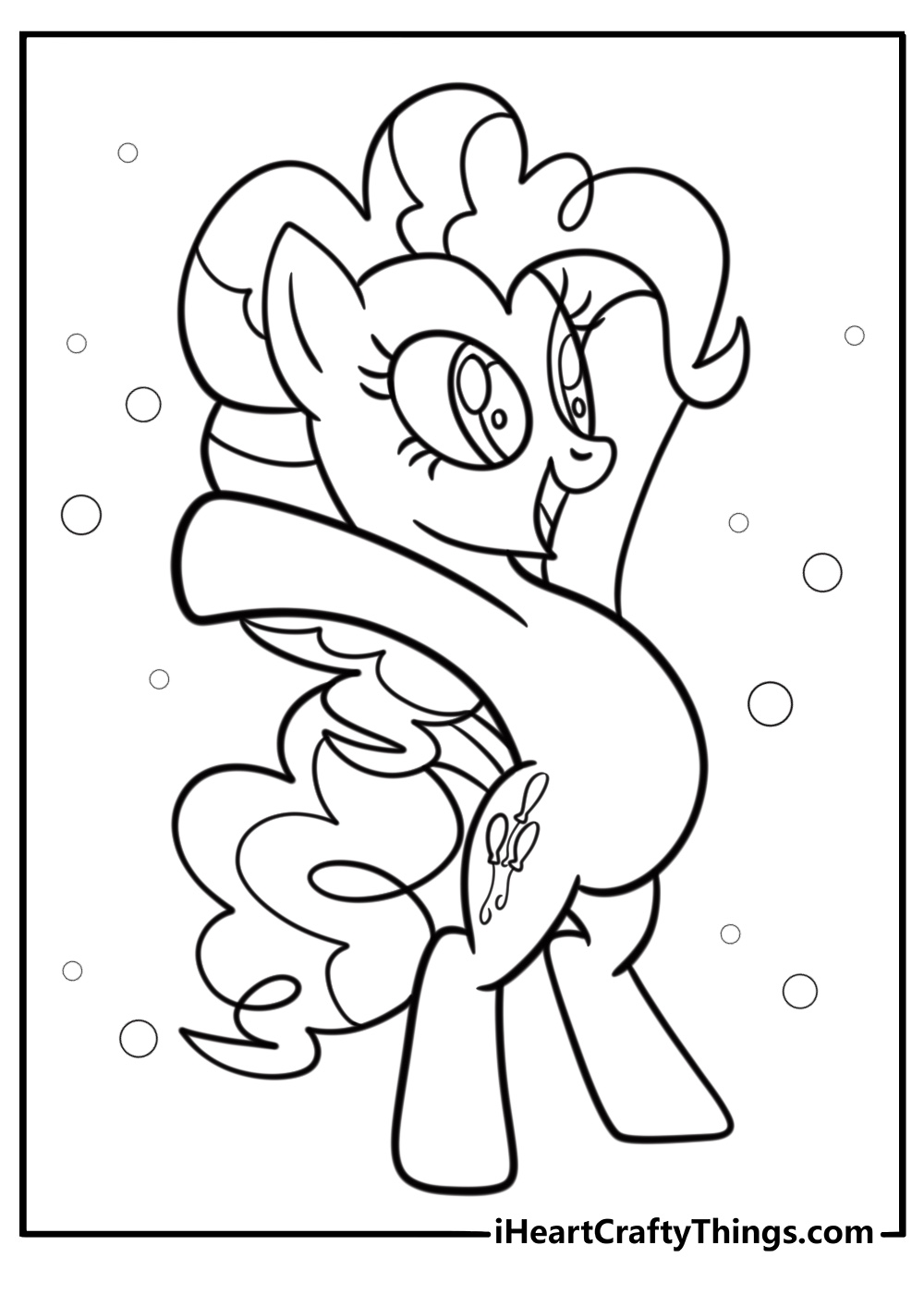 Pinkie Pie smiling and waving coloring page for kids