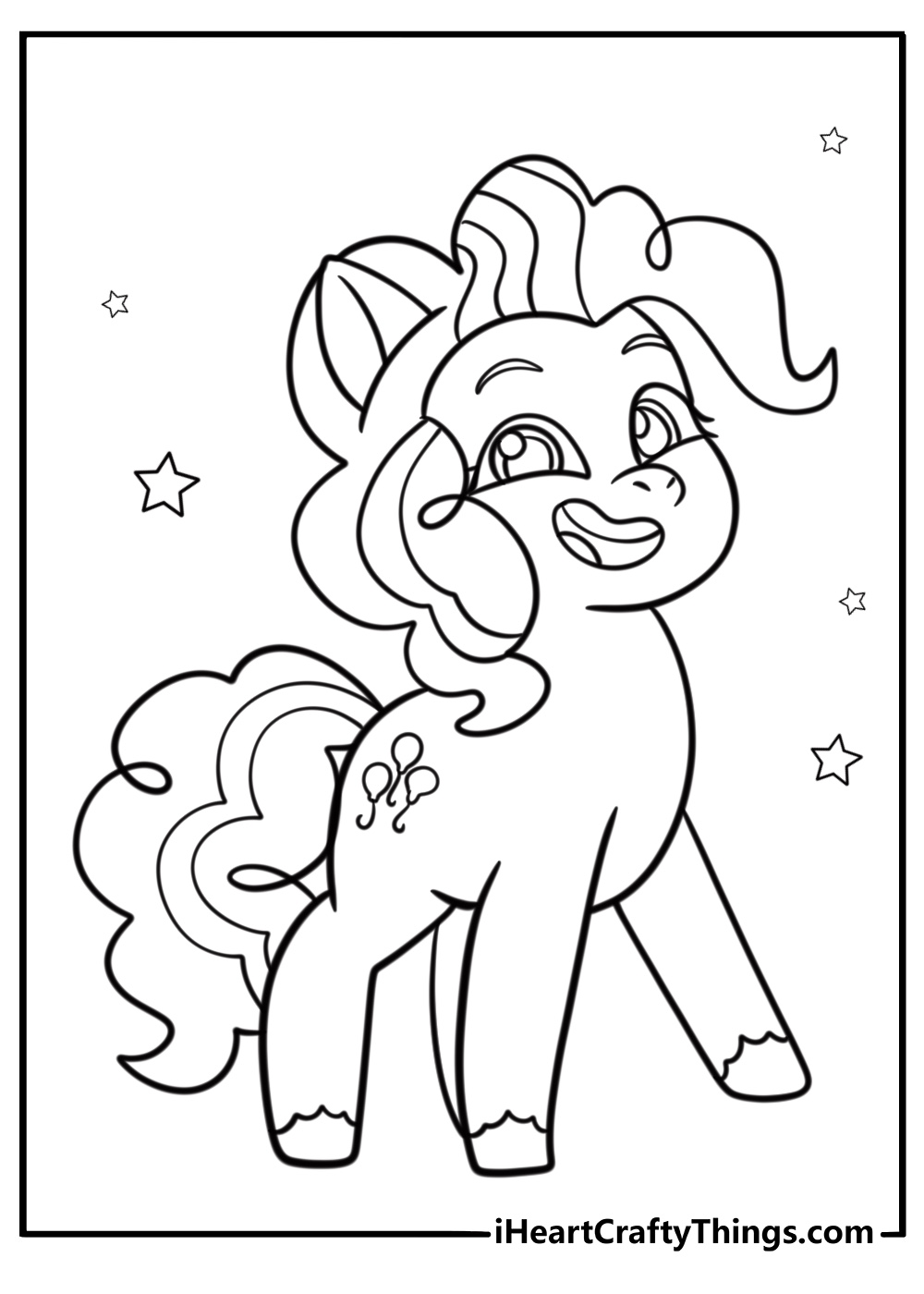 Pinkie Pie with her cutie mark printable coloring sheet