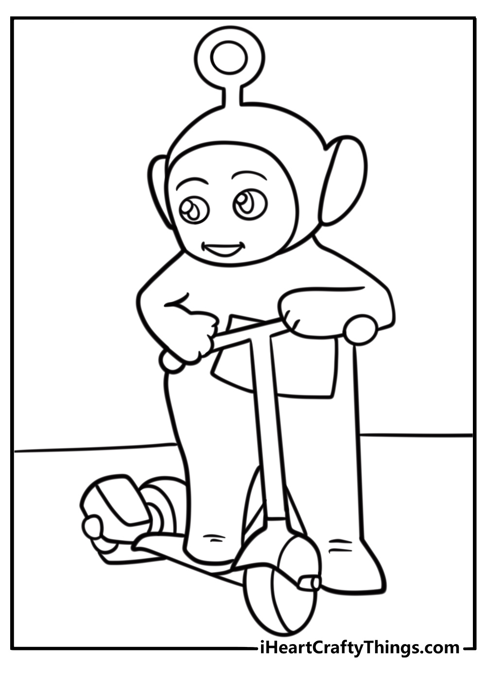 Po riding her scooter coloring page