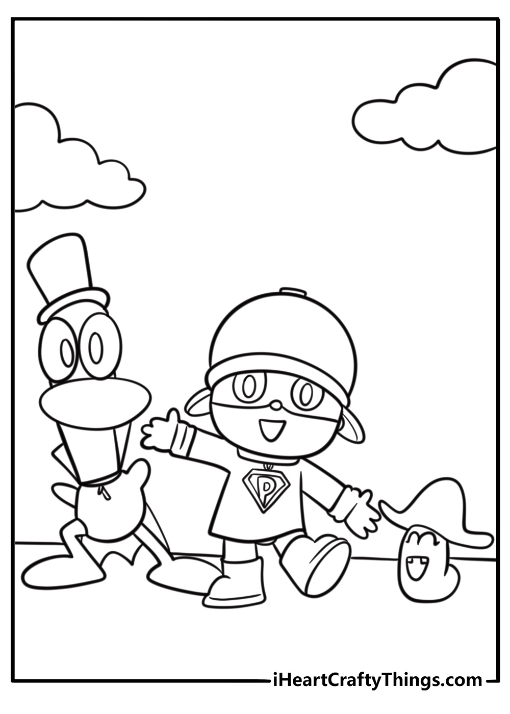 Pocoyo and friends celebrating a special day free coloring page pdf