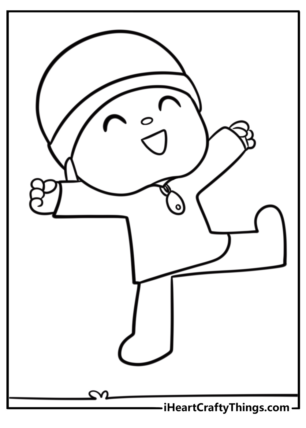 Pocoyo jumping with excitement coloring page