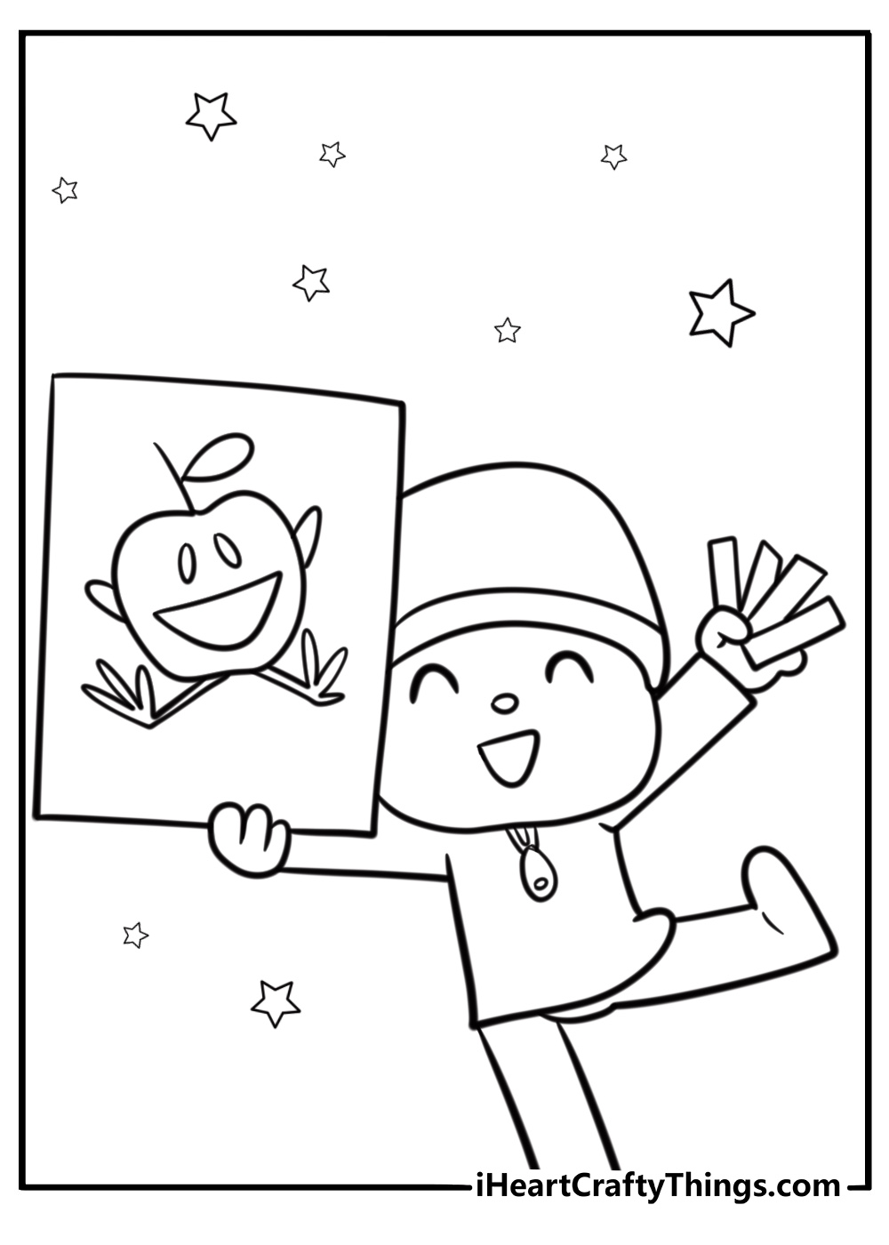 Pocoyo painting a picture free coloring page pdf