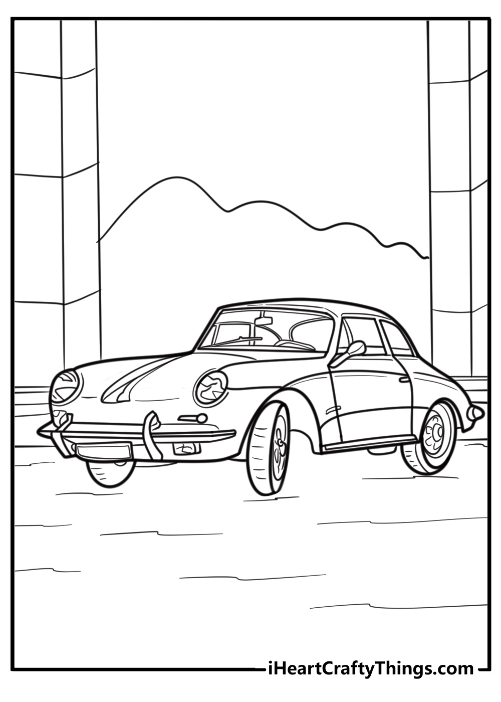 Porsche 356 classic vintage car fun printable coloring sheet