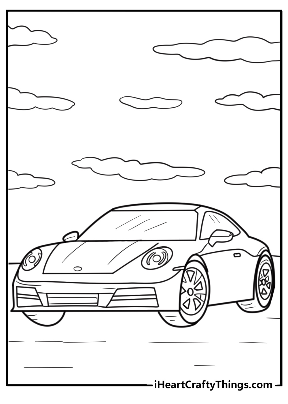 Porsche 911 sports car coloring page for kids