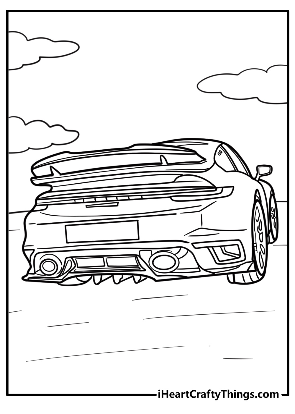 Porsche 911 turbo s with custom spoiler free coloring page