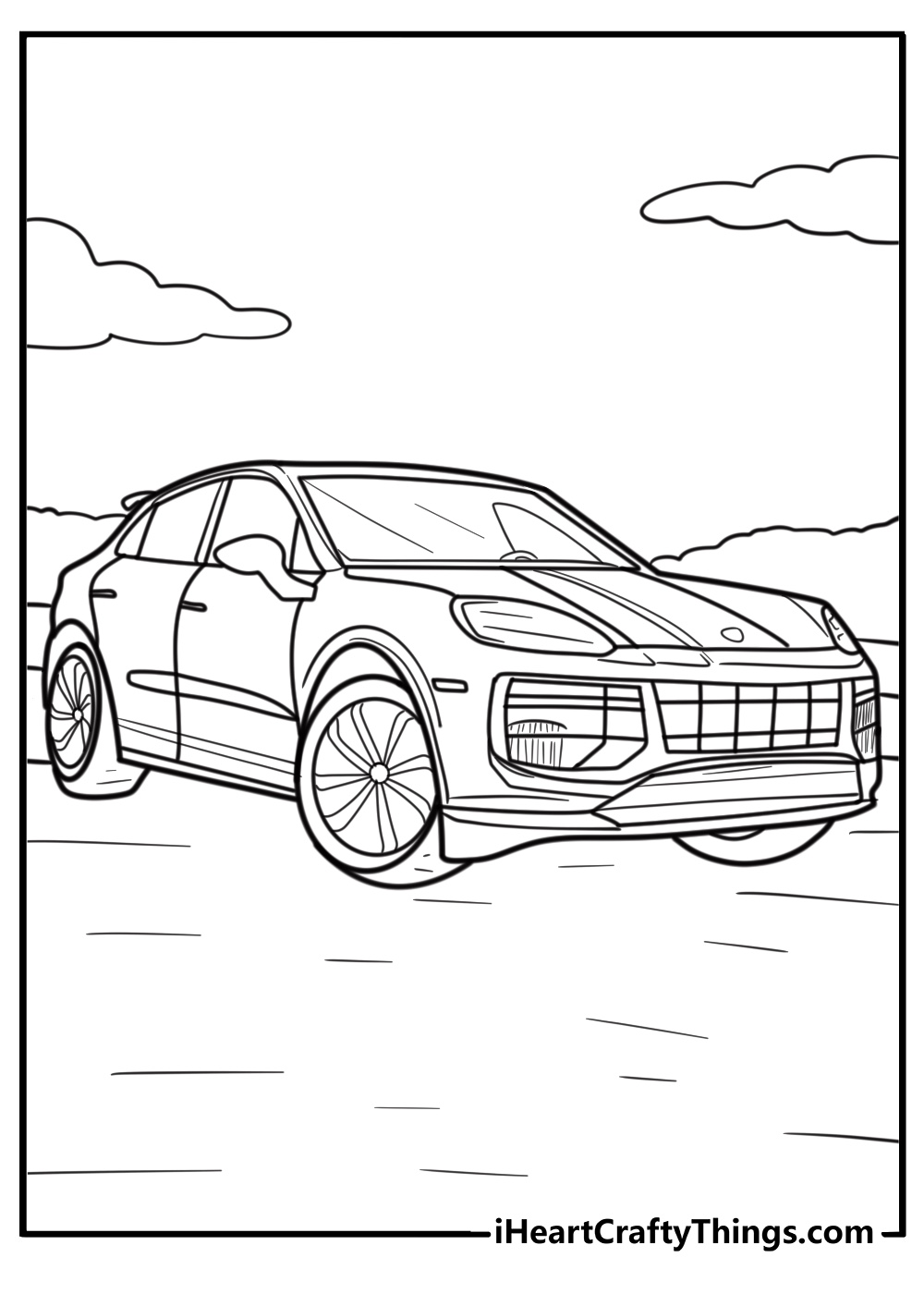 Porsche cayenne luxury suv fun printable coloring sheet