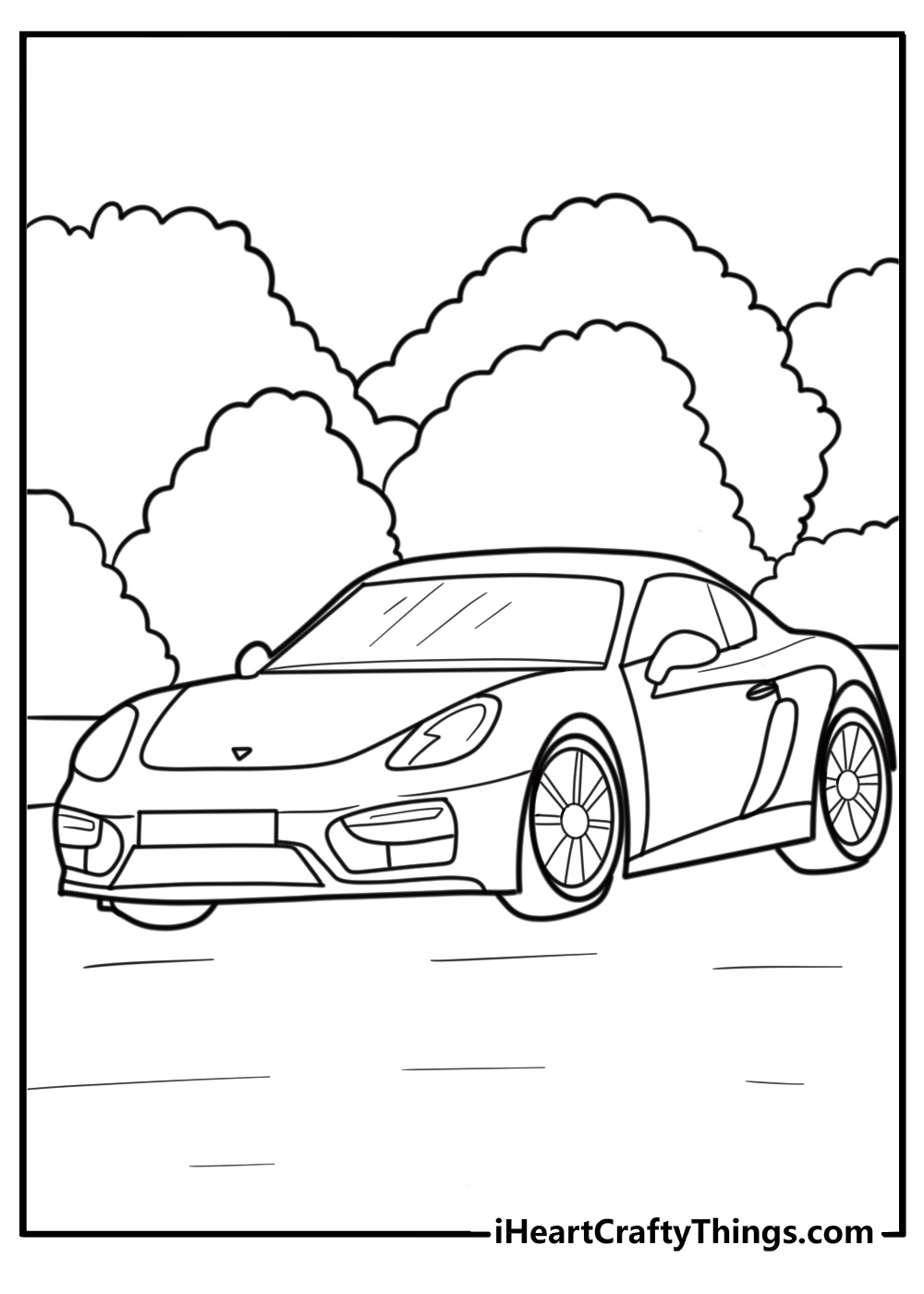 Porsche cayman mid engine coupe coloring page