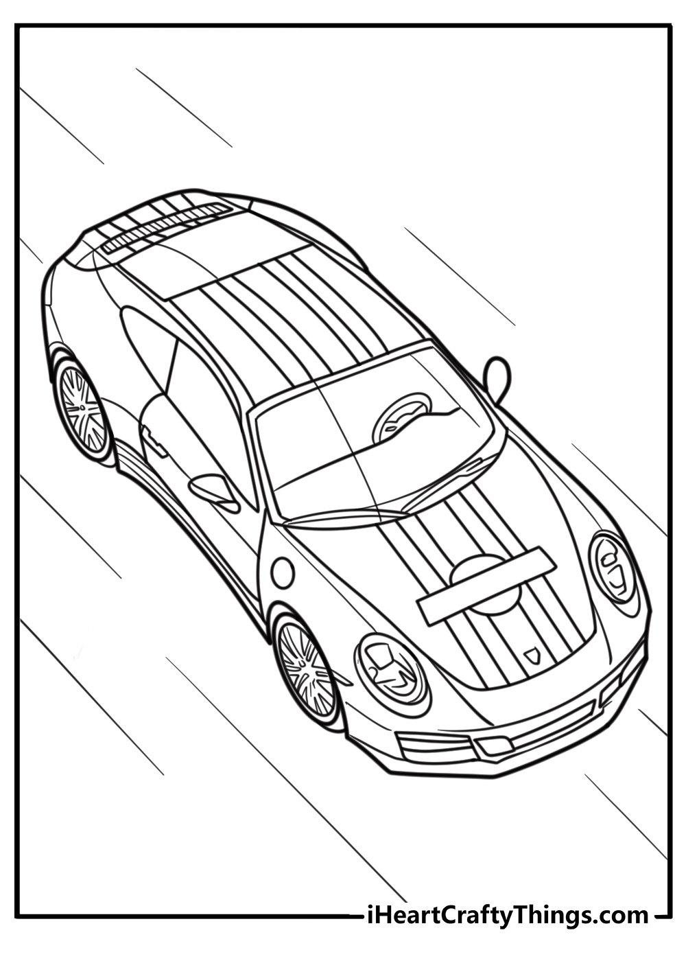 Porsche logo with a racing stripe detailed coloring page