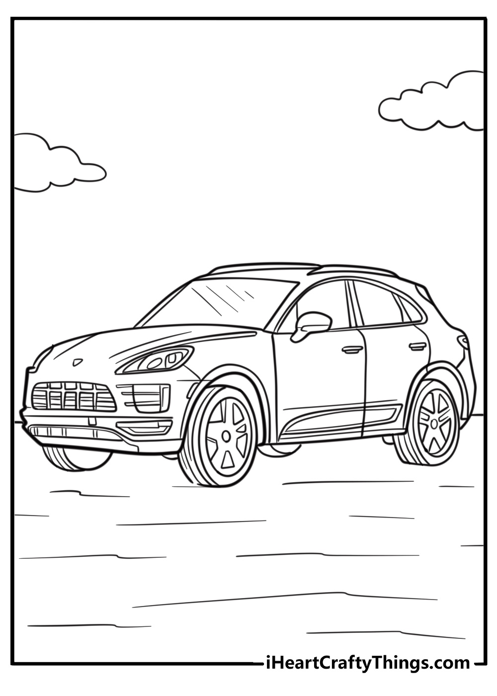 Porsche macan compact suv free printable coloring page