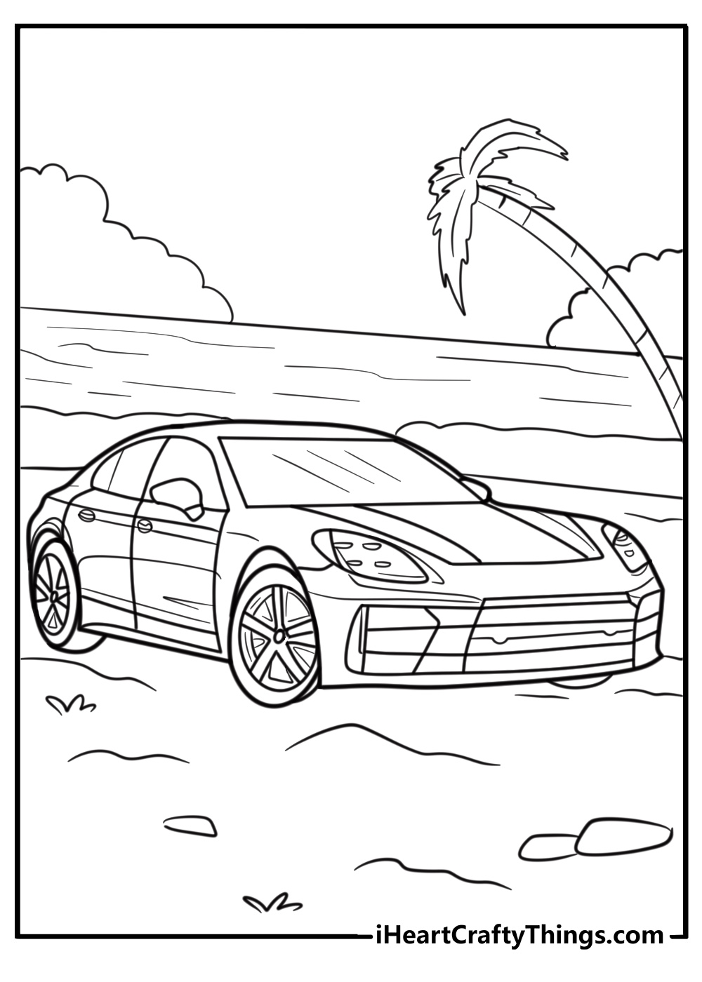 Porsche Panamera luxury sedan detailed coloring sheet