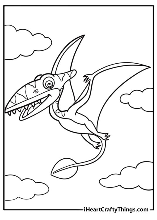 Pterodactyl with sharp beak and claws fun coloring sheet
