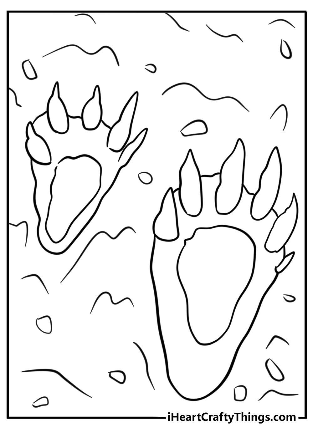 Raccoon paw prints in the mud free coloring page pdf