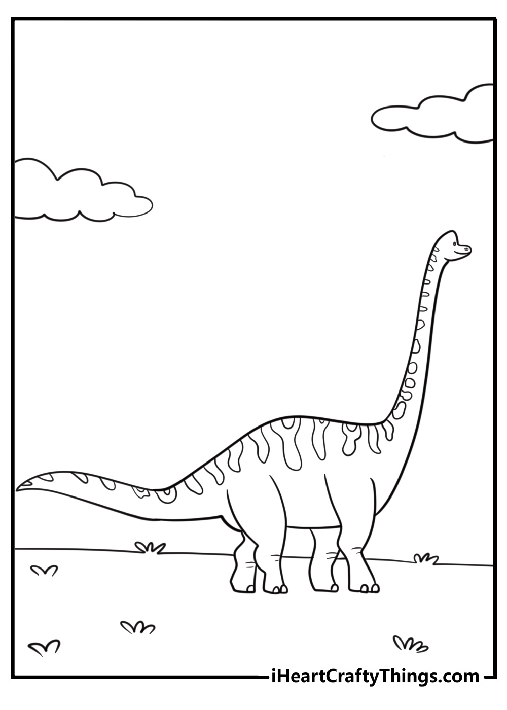 Realistic brachiosaurus with textured skin printable coloring page