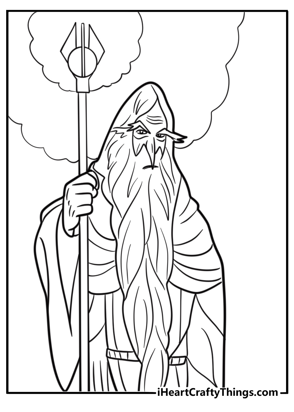 Saruman casting a spell in Isengard detailed coloring sheet