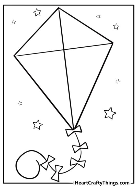 Simple diamond-shaped kite coloring page for kids