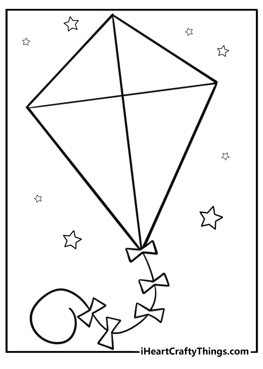 Simple diamond-shaped kite coloring page for kids