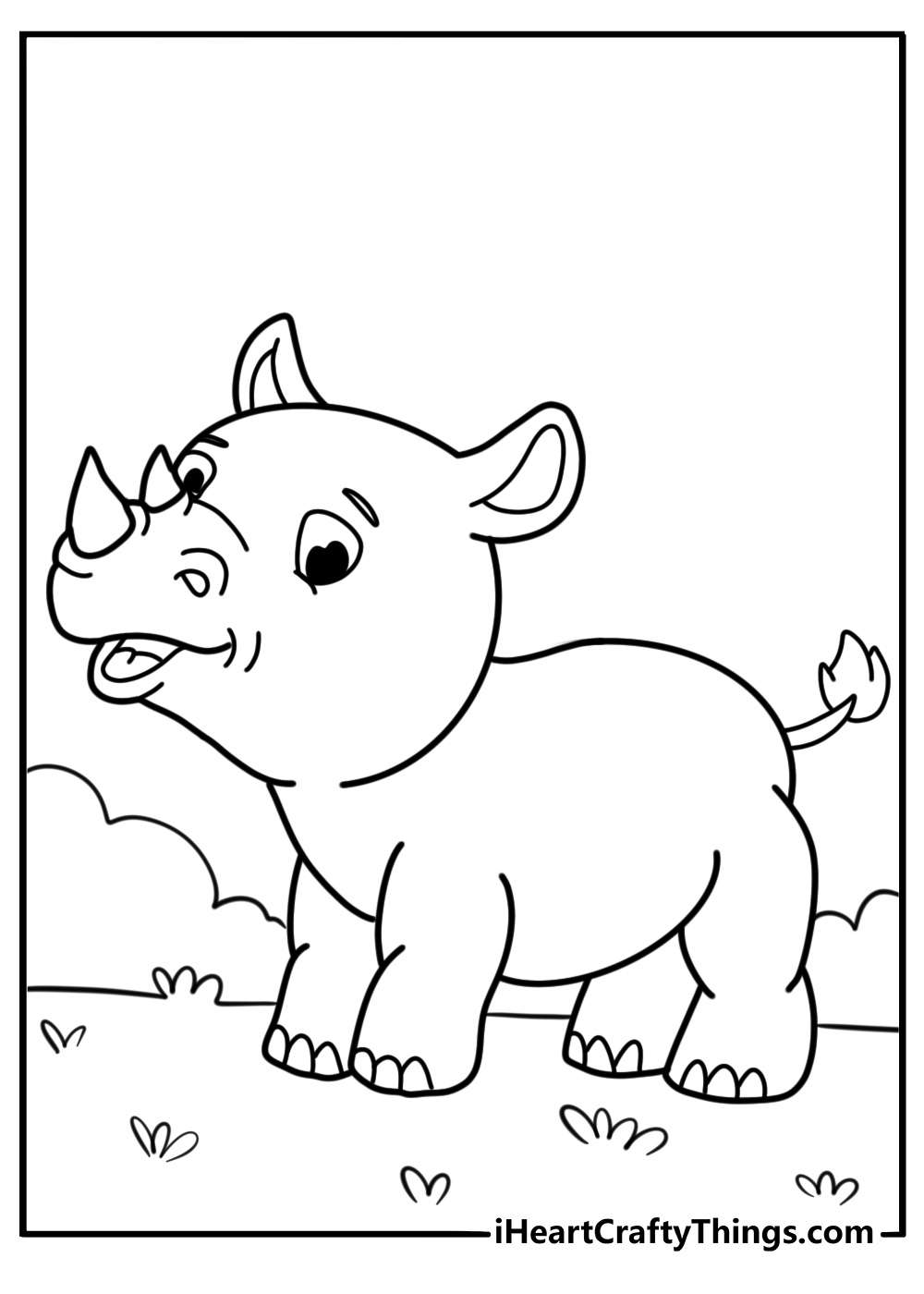 Simple outline of a rhino for easy coloring