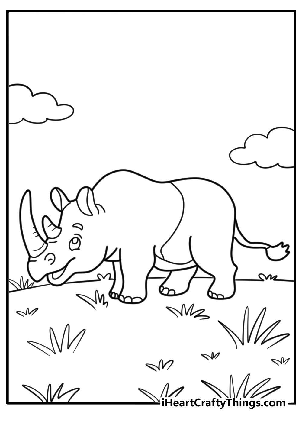 Simple rhino coloring page for kids