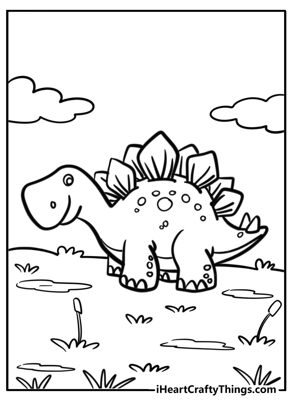 Simple stegosaurus coloring page for kids