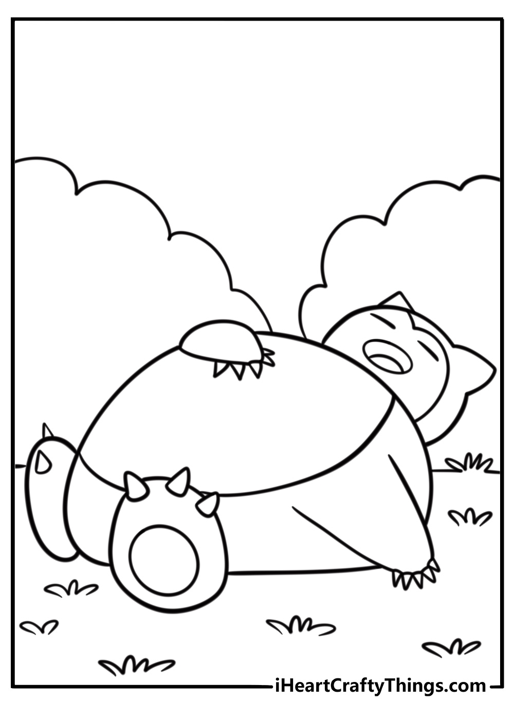 Snorlax sleeping peacefully coloring page for kids