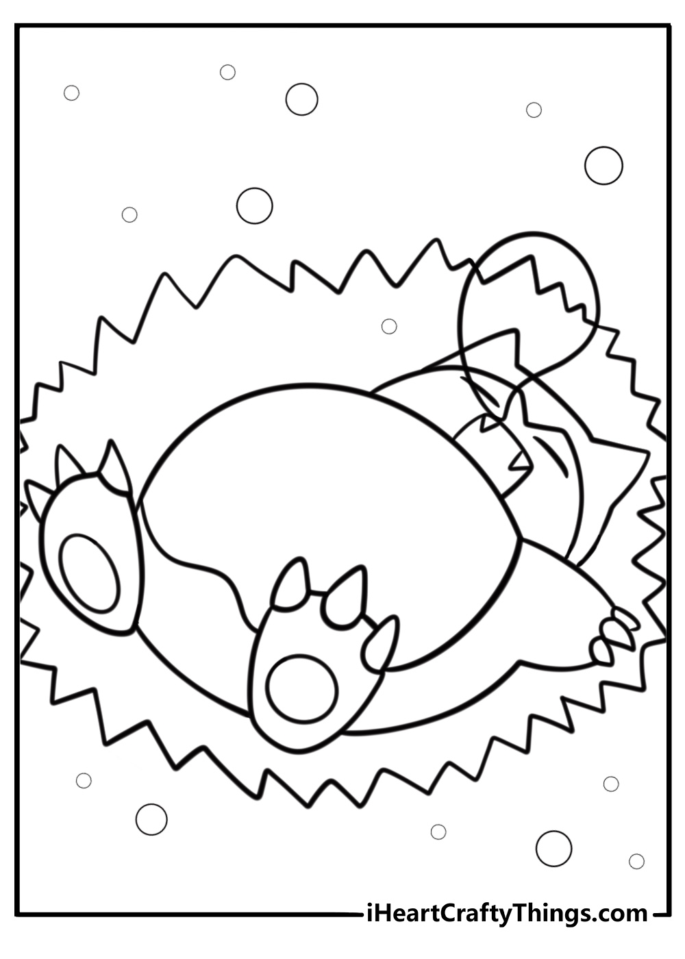 Snorlax using rest move printable coloring page