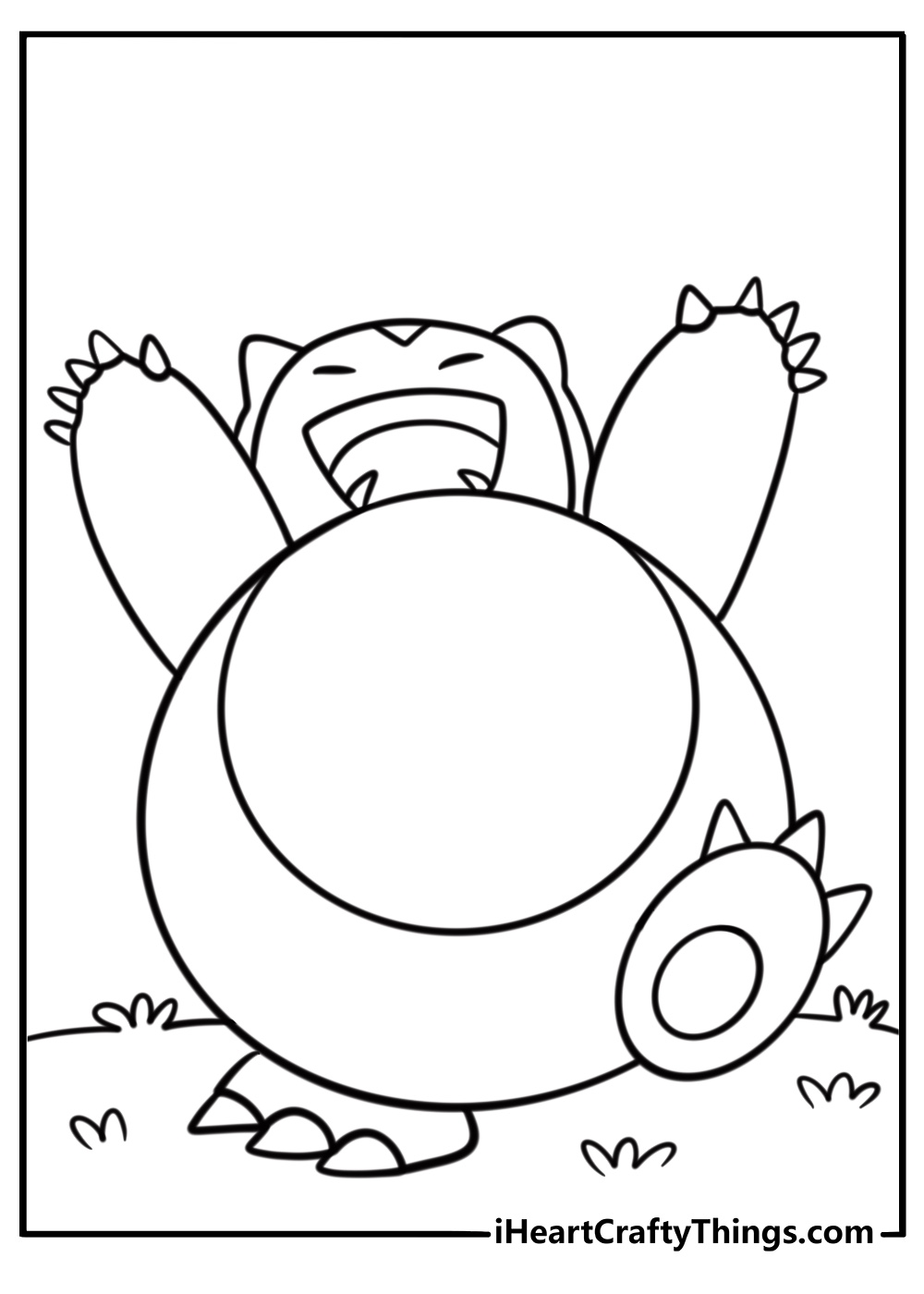 Snorlax with arms wide open fun printable coloring sheet