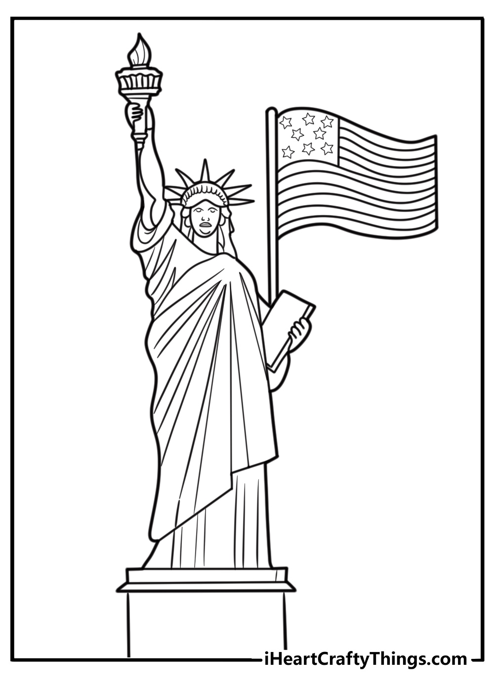 Statue of liberty standing tall coloring page for kids