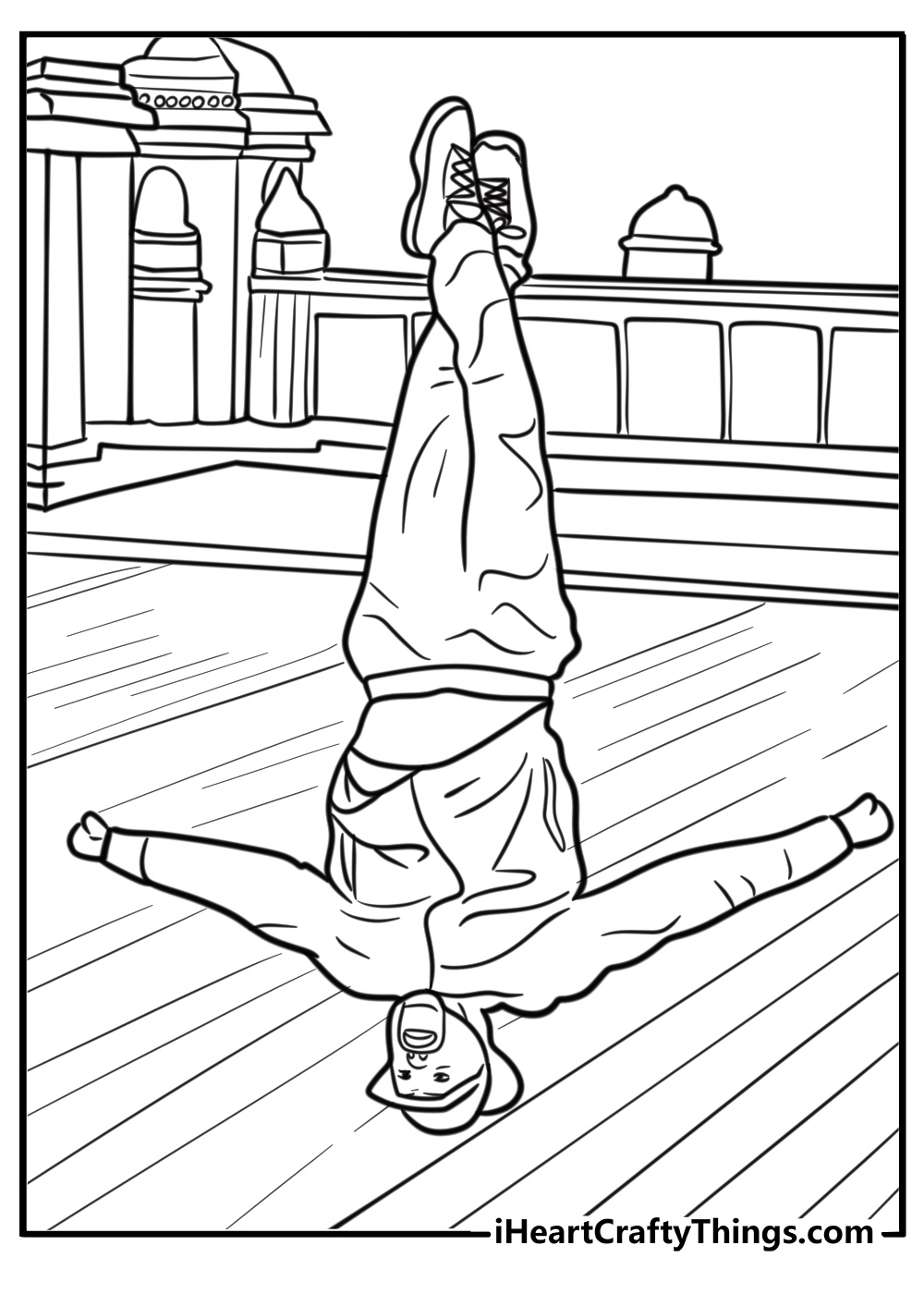 Street performer in central park detailed coloring sheet