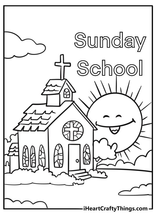 Sunday school at church fun printable coloring sheet