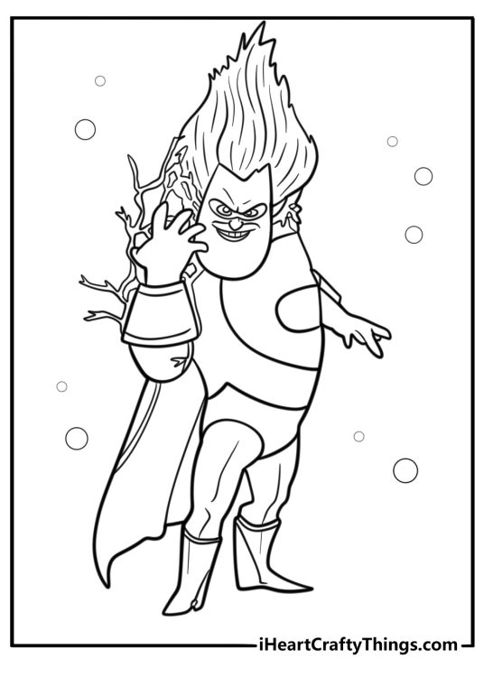 Syndrome with his zero point energy gloves printable coloring page
