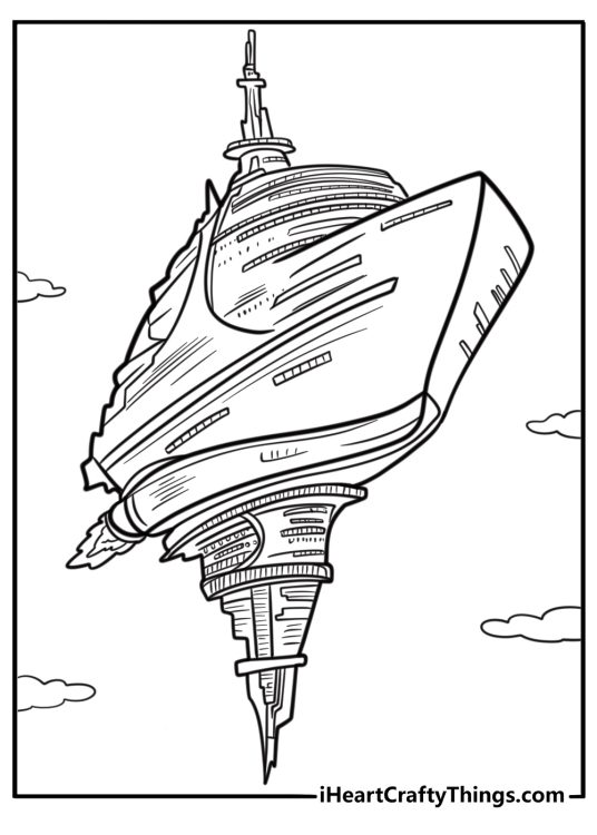 The axiom spaceship floating in space detailed coloring sheet
