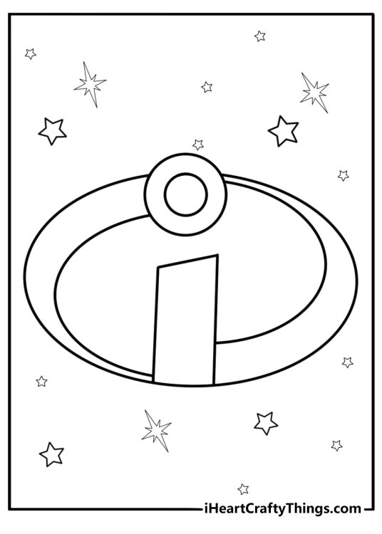 The incredibles logo fun printable coloring sheet for kids