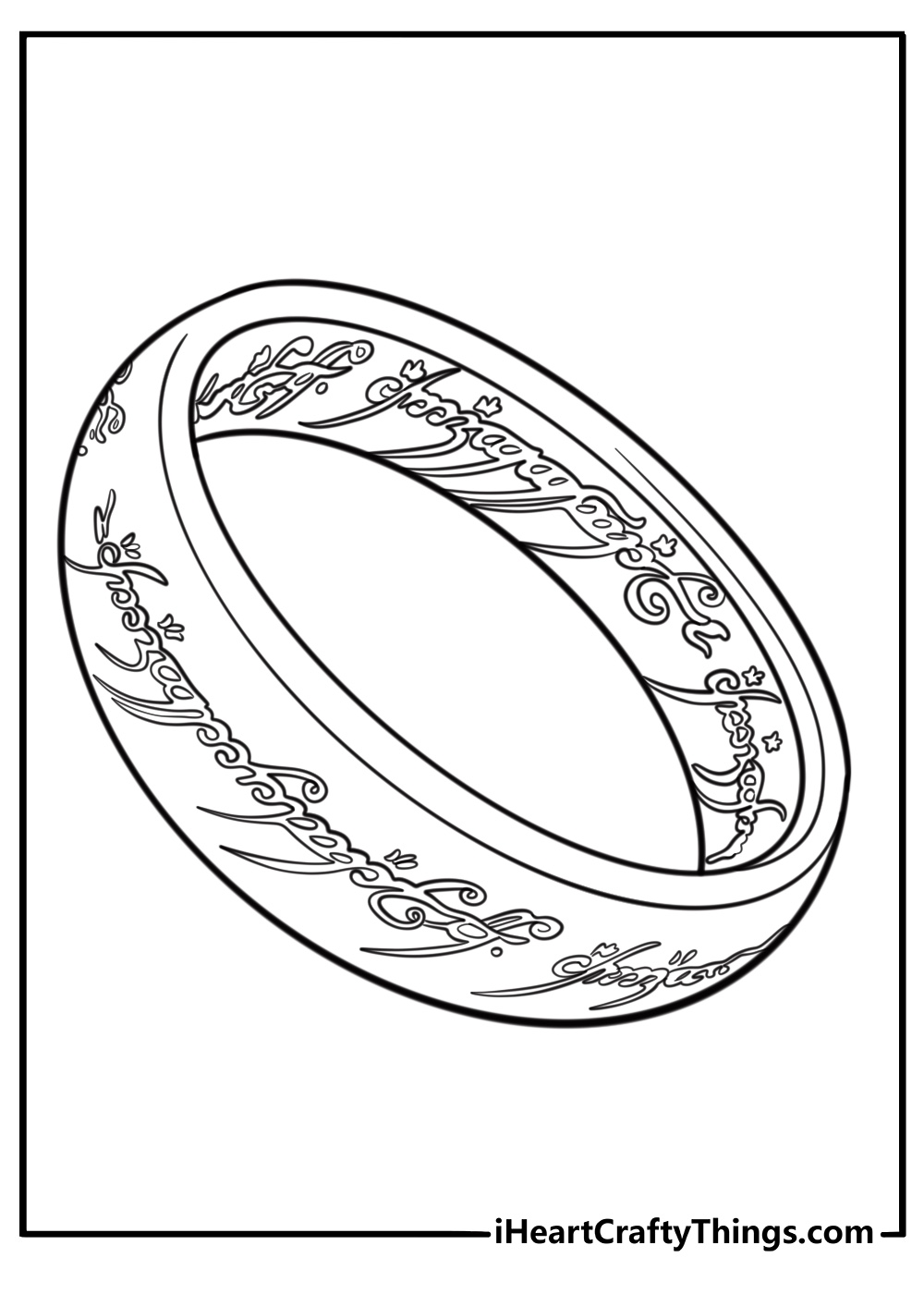 The one ring with elvish inscription detailed coloring sheet