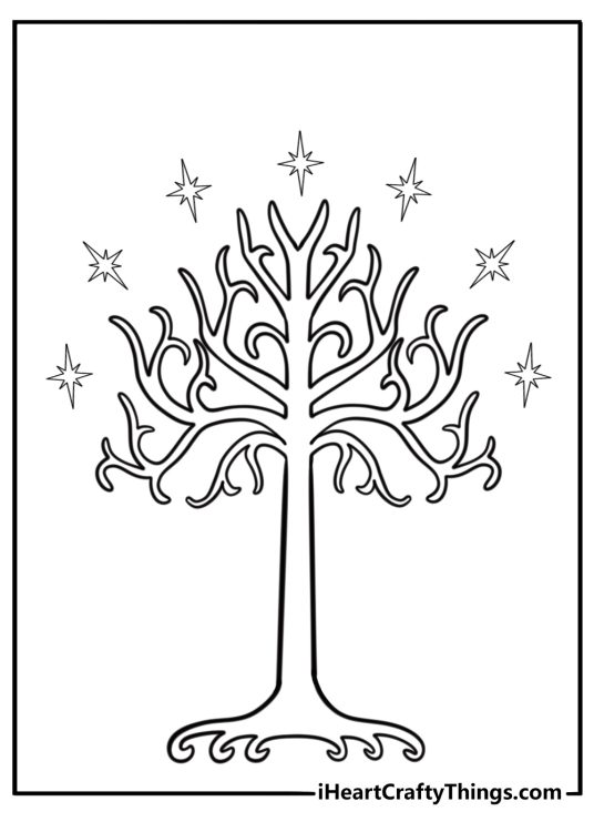 The White Tree of Gondor free coloring page pdf