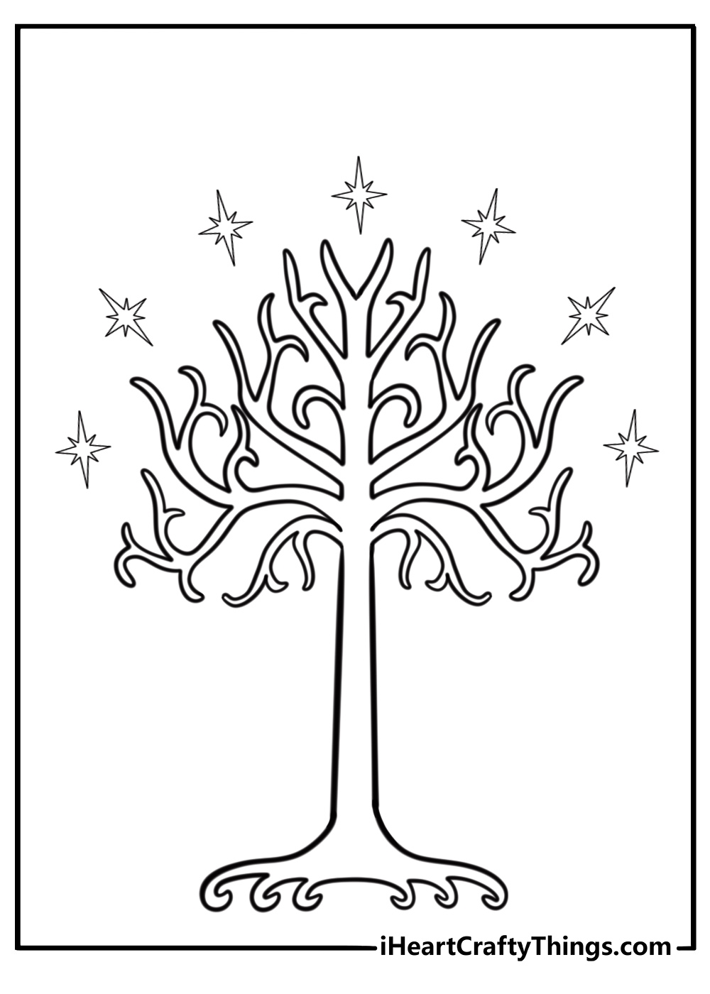 The White Tree of Gondor free coloring page pdf