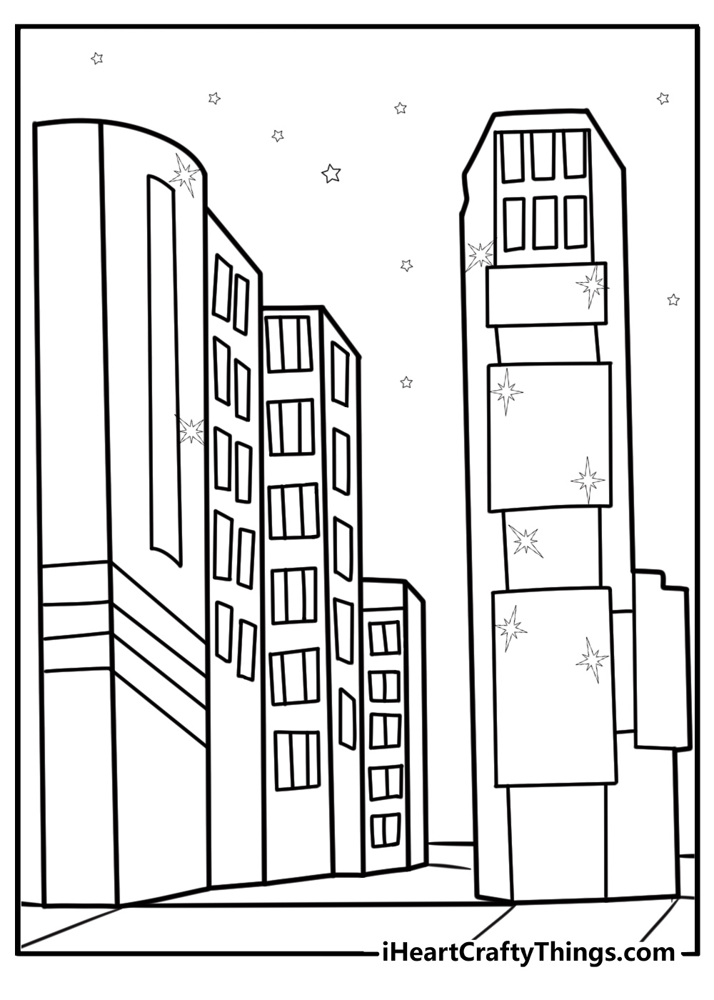 Times Square with bright billboards free coloring page pdf