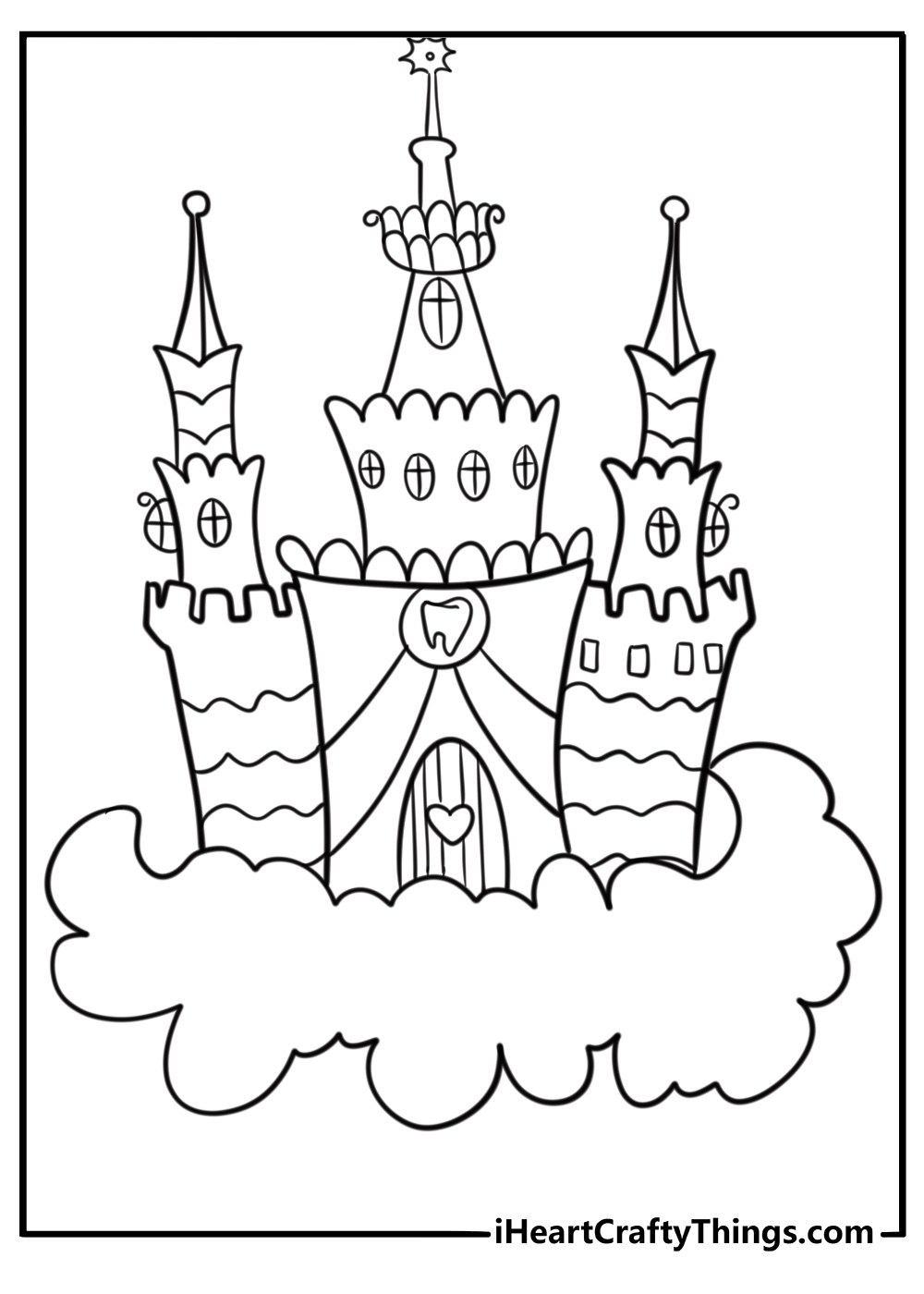 Tooth fairy castle in the clouds free printable coloring page