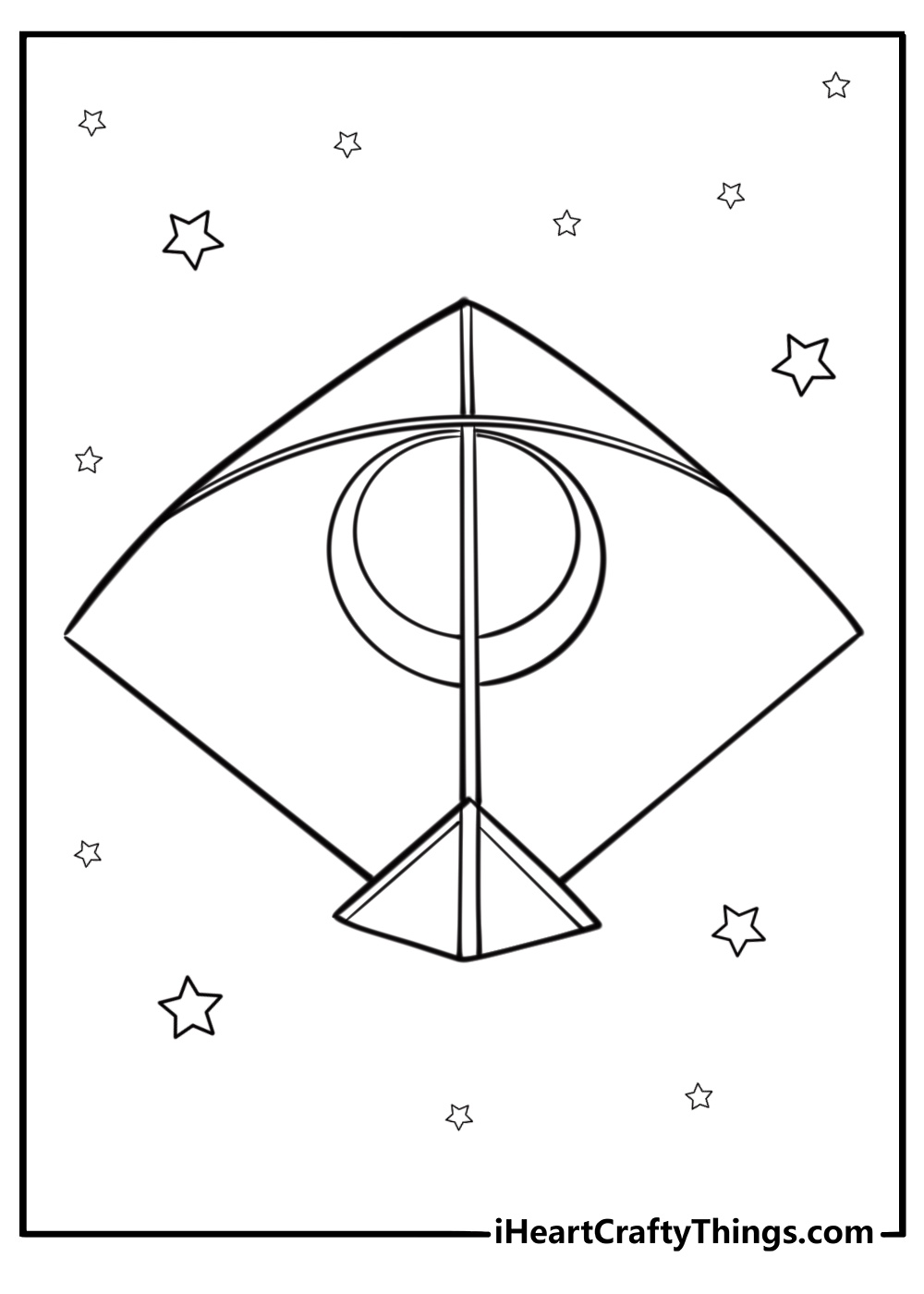 Traditional Indian fighter kite with sharp edges detailed coloring sheet