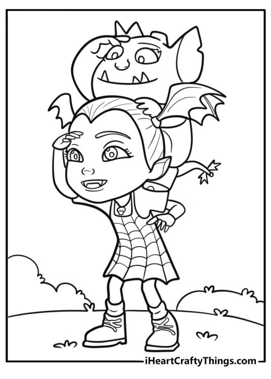 Vampirina and gregoria the gargoyle fun printable coloring sheet
