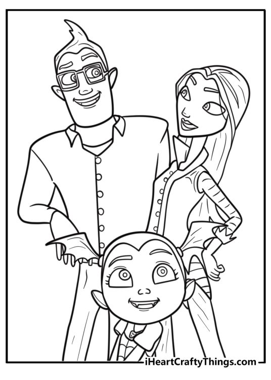 Vampirina and her spooky family fun printable coloring sheet