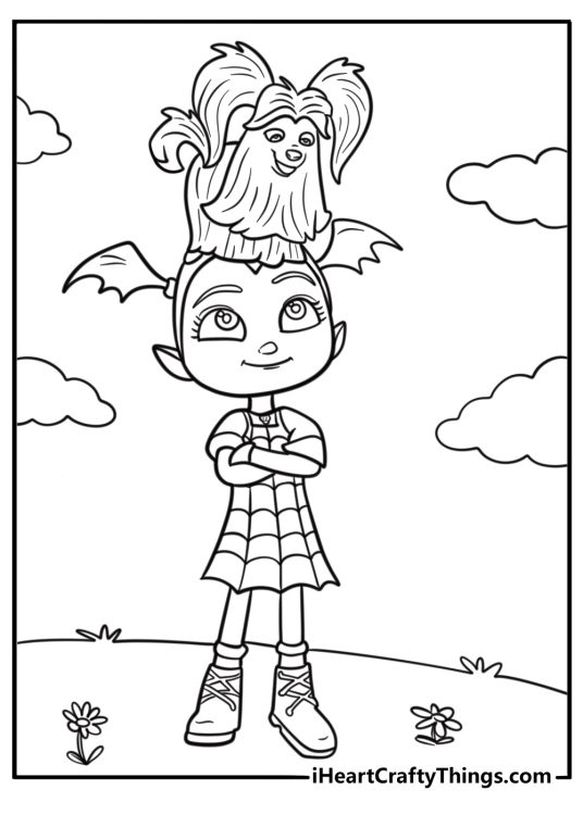 Vampirina and wolfie the pet dog free coloring page pdf
