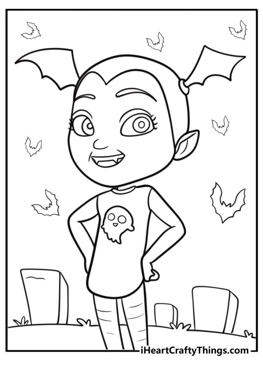 Vampirina excited for a new adventure detailed coloring sheet