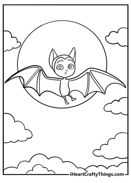 Vampirina flying as a bat free printable coloring page