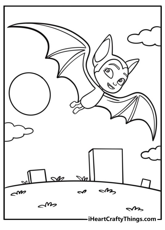 Vampirina in her signature bat wing pigtails coloring sheet