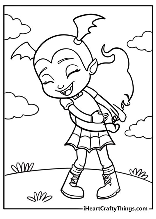 Vampirina playing with demi the ghost free coloring page pdf