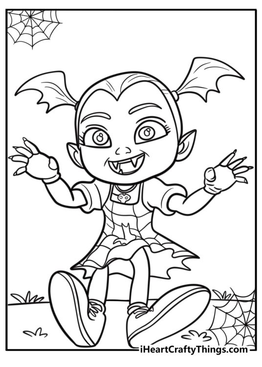 Vampirina practicing her vampire skills fun coloring sheet